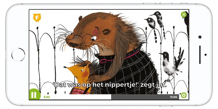 Geanimeerd prentenboek bekijken op smartphone met Fundels Prentenboeken